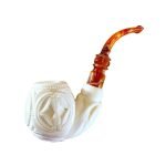 Meerschaum Pipe- Large Bent Folded Leaf Pattern