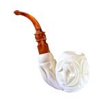 Meerschaum Pipe- Large Bent Folded Leaf Pattern side