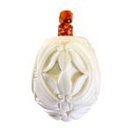 Meerschaum Pipe- Large Bent Folded Leaf Pattern face