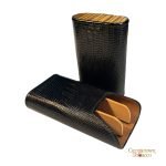 Brizard & Co. Standard Cigar Case - Lizard Black and Zebrawood