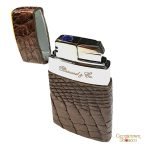 Brizard & Co. Venezia Lighter - Caiman Tobacco and Orange Leather