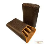 Brizard & Co. Gordo Cigar Case- Full Grain Brown Leather and Orange