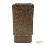 Brizard & Co. Gordo Cigar Case- Full Grain Brown Leather and Orange
