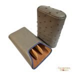 Brizard & Co. Gordo Cigar Case- Gray Ostrich and Blue