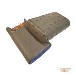 Brizard & Co. Gordo Cigar Case- Gray Ostrich and Blue - Image 2