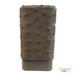 Brizard & Co. Gordo Cigar Case- Gray Ostrich and Blue